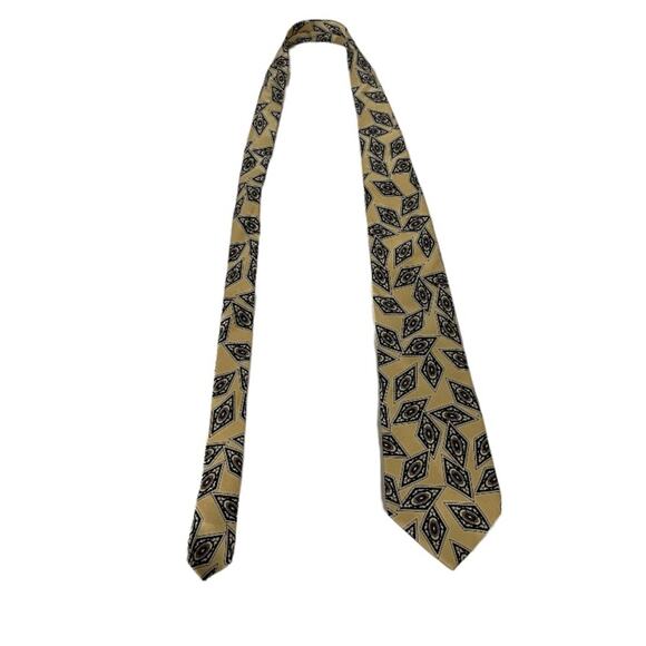 Oscar de la‎ Renta Silk Cream Triangle Geometric Print Tie - Picture 1 of 5